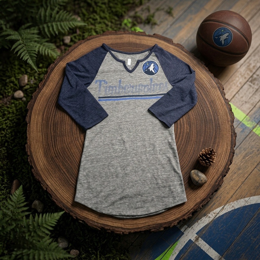 Minnesota Timberwolves NBA Juniors T-Shirt Size XS 0/1 Raglan 3/4 Sleeve NWOT